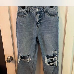 Women's Distressed Blue Jeans